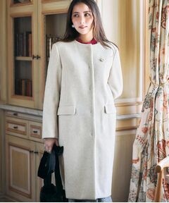 Couture Brooch / クチュールブローチ その他アウター | 【通勤/ビジューブローチ付き】ノーカラー ロングコート