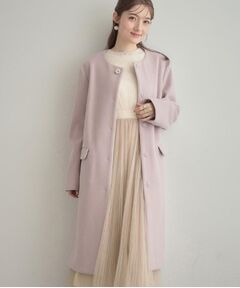 Couture Brooch / クチュールブローチ その他アウター | 【通勤/ビジューブローチ付き】ノーカラー ロングコート