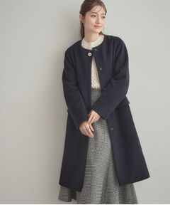 Couture Brooch / クチュールブローチ その他アウター | 【通勤/ビジューブローチ付き】ノーカラー ロングコート