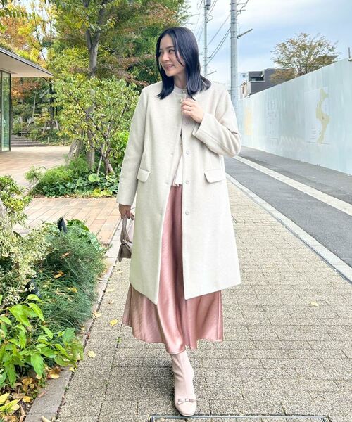 Couture Brooch / クチュールブローチ その他アウター | 【通勤/ビジューブローチ付き】ノーカラー ロングコート | 詳細10