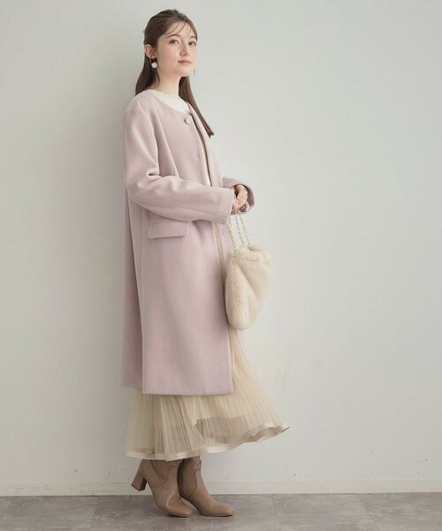 Couture Brooch / クチュールブローチ その他アウター | 【通勤/ビジューブローチ付き】ノーカラー ロングコート | 詳細15