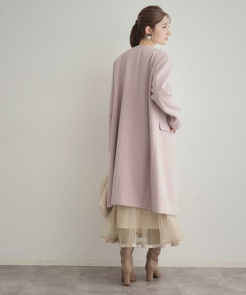 Couture Brooch / クチュールブローチ その他アウター | 【通勤/ビジューブローチ付き】ノーカラー ロングコート | 詳細16