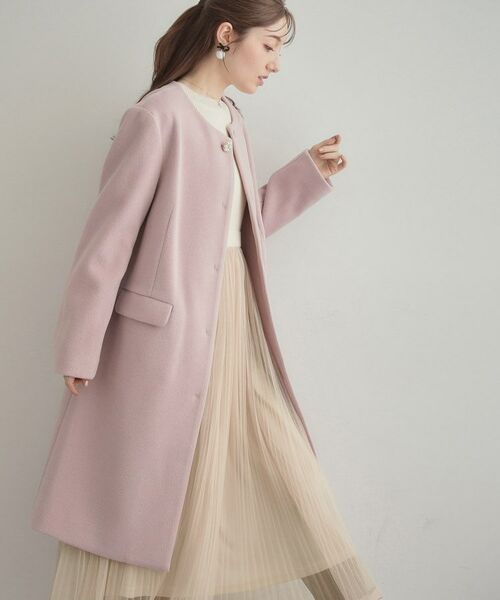 Couture Brooch / クチュールブローチ その他アウター | 【通勤/ビジューブローチ付き】ノーカラー ロングコート | 詳細18