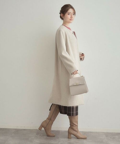 Couture Brooch / クチュールブローチ その他アウター | 【通勤/ビジューブローチ付き】ノーカラー ロングコート | 詳細2