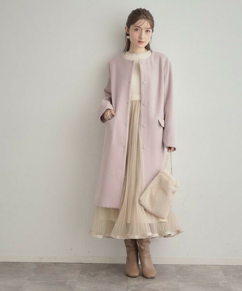 Couture Brooch / クチュールブローチ その他アウター | 【通勤/ビジューブローチ付き】ノーカラー ロングコート | 詳細20