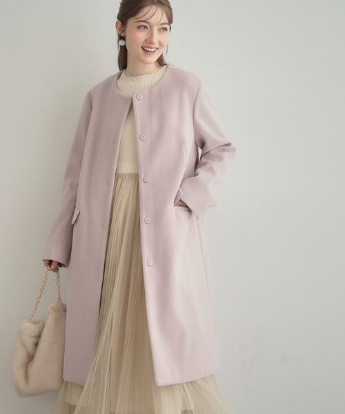 Couture Brooch / クチュールブローチ その他アウター | 【通勤/ビジューブローチ付き】ノーカラー ロングコート | 詳細21