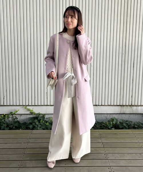 Couture Brooch / クチュールブローチ その他アウター | 【通勤/ビジューブローチ付き】ノーカラー ロングコート | 詳細22