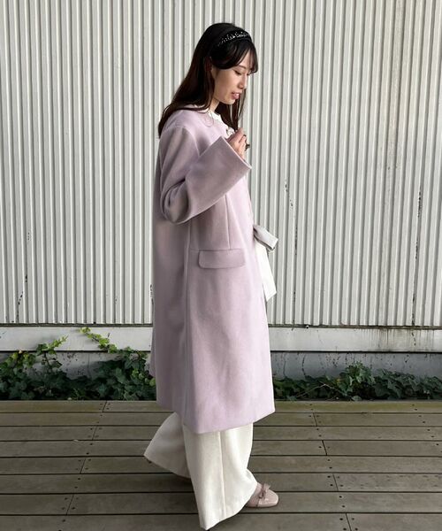 Couture Brooch / クチュールブローチ その他アウター | 【通勤/ビジューブローチ付き】ノーカラー ロングコート | 詳細23