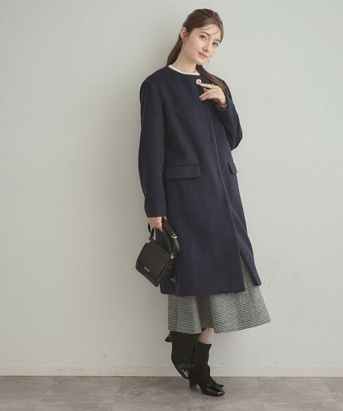 Couture Brooch / クチュールブローチ その他アウター | 【通勤/ビジューブローチ付き】ノーカラー ロングコート | 詳細26