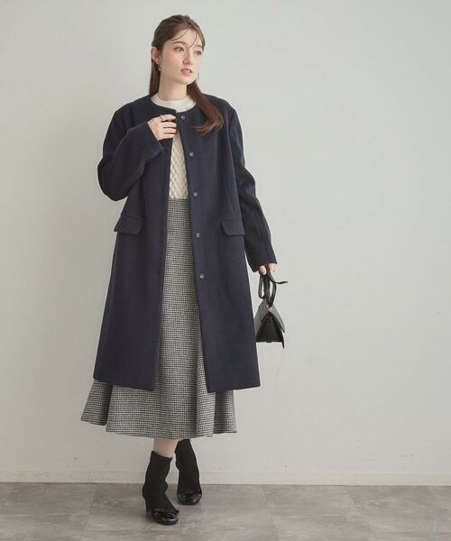 Couture Brooch / クチュールブローチ その他アウター | 【通勤/ビジューブローチ付き】ノーカラー ロングコート | 詳細27