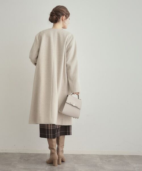 Couture Brooch / クチュールブローチ その他アウター | 【通勤/ビジューブローチ付き】ノーカラー ロングコート | 詳細3