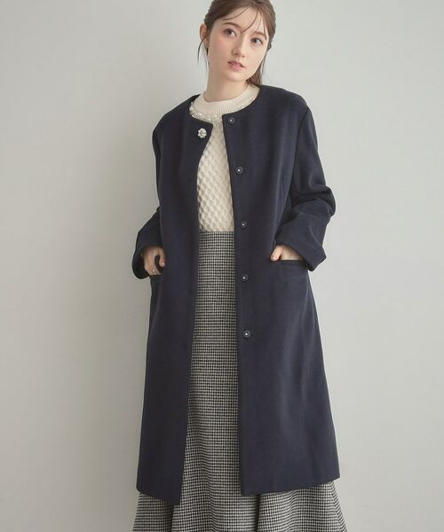 Couture Brooch / クチュールブローチ その他アウター | 【通勤/ビジューブローチ付き】ノーカラー ロングコート | 詳細30