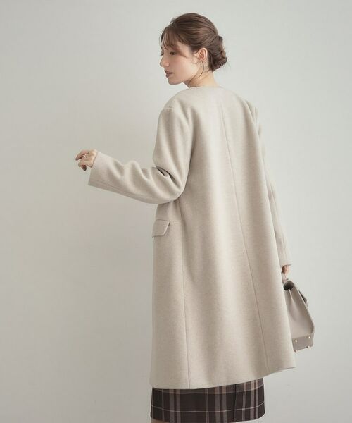 Couture Brooch / クチュールブローチ その他アウター | 【通勤/ビジューブローチ付き】ノーカラー ロングコート | 詳細7