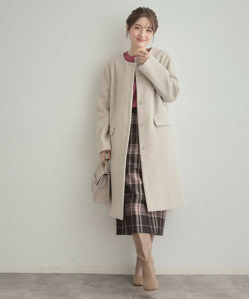 Couture Brooch / クチュールブローチ その他アウター | 【通勤/ビジューブローチ付き】ノーカラー ロングコート | 詳細8