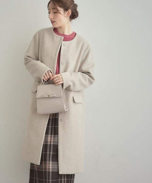 Couture Brooch / クチュールブローチ その他アウター | 【通勤/ビジューブローチ付き】ノーカラー ロングコート | 詳細9