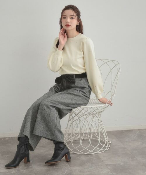 Couture Brooch / クチュールブローチ ニット・セーター | 【着映え】ハートドットラメ刺繍ニット | 詳細1