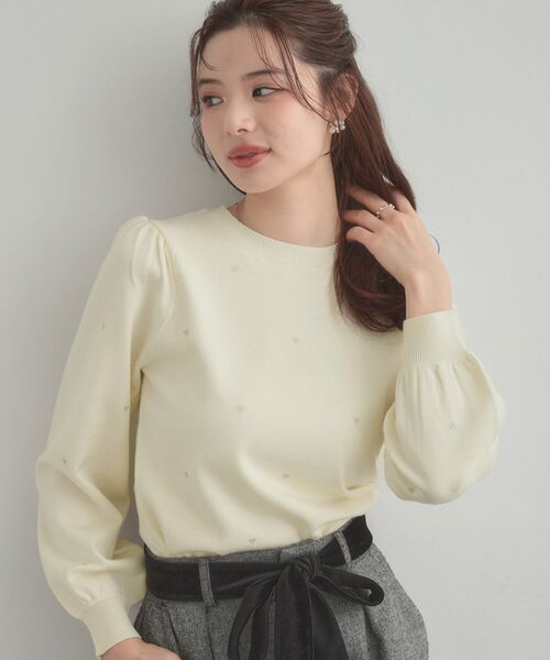 Couture Brooch / クチュールブローチ ニット・セーター | 【着映え】ハートドットラメ刺繍ニット | 詳細6