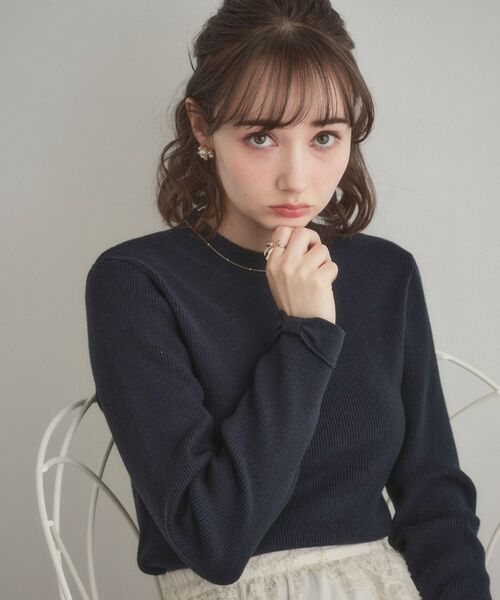 Couture Brooch / クチュールブローチ ニット・セーター | 袖リボンリブニット(ネイビー(094))