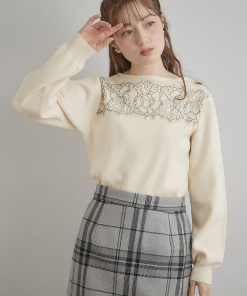 Couture Brooch / クチュールブローチ ニット・セーター | レースドッキングニット | 詳細2