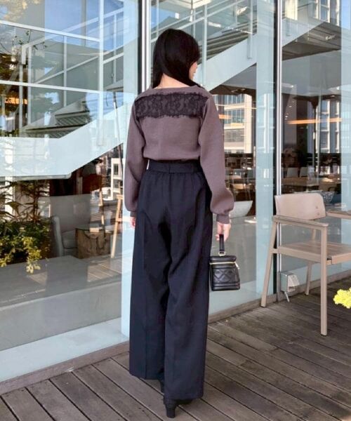 Couture Brooch / クチュールブローチ ニット・セーター | 【洗える・通勤】レース ドッキング ニット | 詳細29