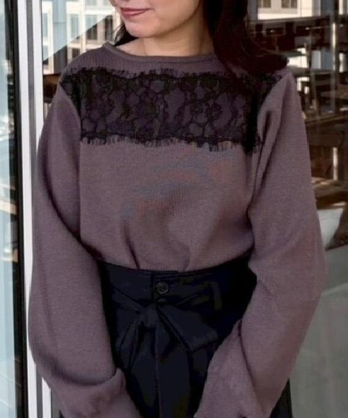 Couture Brooch / クチュールブローチ ニット・セーター | 【洗える・通勤】レース ドッキング ニット | 詳細30