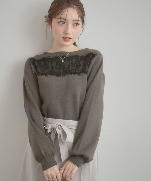 Couture Brooch / クチュールブローチ ニット・セーター | レースドッキングニット | 詳細8