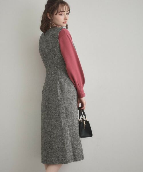 Couture Brooch / クチュールブローチ ミニ丈・ひざ丈ワンピース | フリンジツイードジャンスカ | 詳細10