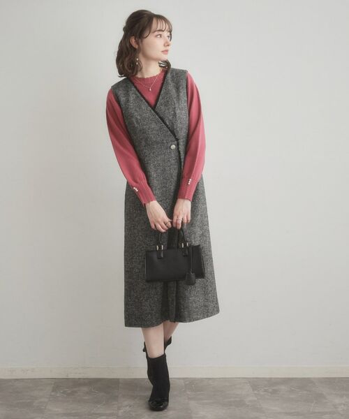 Couture Brooch / クチュールブローチ ミニ丈・ひざ丈ワンピース | フリンジツイードジャンスカ | 詳細11