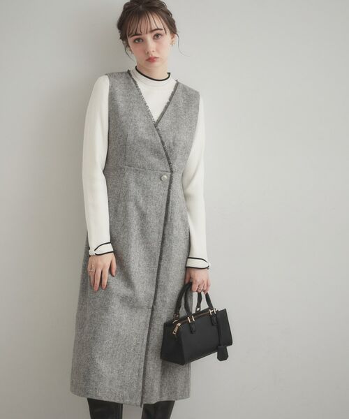 Couture Brooch / クチュールブローチ ミニ丈・ひざ丈ワンピース | フリンジツイードジャンスカ | 詳細16