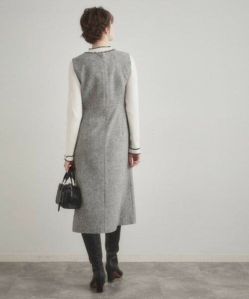 Couture Brooch / クチュールブローチ ミニ丈・ひざ丈ワンピース | フリンジツイードジャンスカ | 詳細20