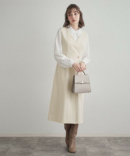 Couture Brooch / クチュールブローチ ミニ丈・ひざ丈ワンピース | フリンジツイードジャンスカ | 詳細3