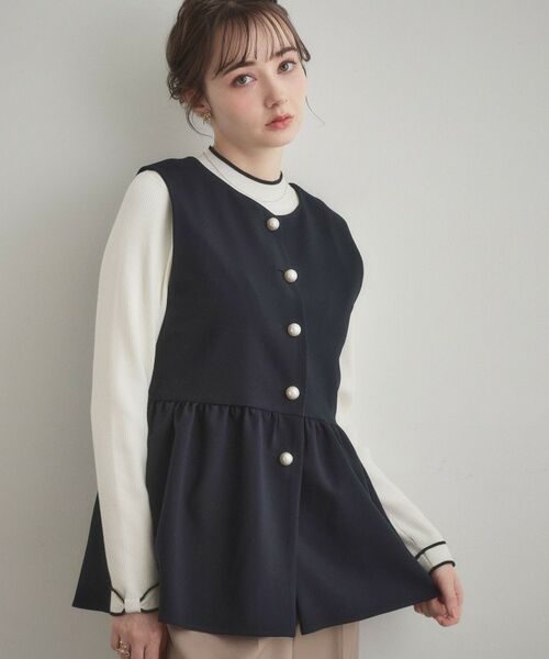 Couture Brooch / クチュールブローチ ベスト | TRダブルクロスジレ(ネイビー(094))