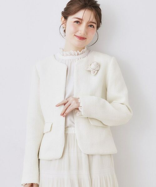 Couture Brooch / クチュールブローチ ノーカラージャケット | カルゼスラブツイードジャケット | 詳細4