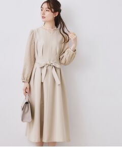 Couture Brooch / クチュールブローチ ロング・マキシ丈ワンピース | レース袖タックフレアワンピース