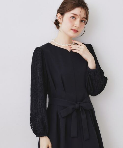 Couture Brooch / クチュールブローチ ロング・マキシ丈ワンピース | レース袖タックフレアワンピース | 詳細10