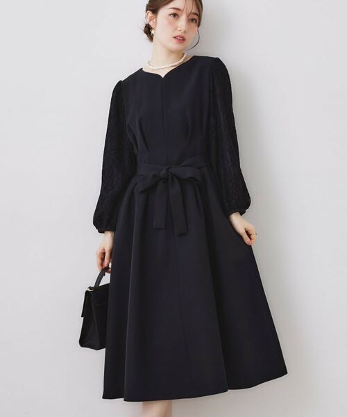 Couture Brooch / クチュールブローチ ロング・マキシ丈ワンピース | レース袖タックフレアワンピース | 詳細11