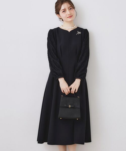 Couture Brooch / クチュールブローチ ロング・マキシ丈ワンピース | レース袖タックフレアワンピース | 詳細13