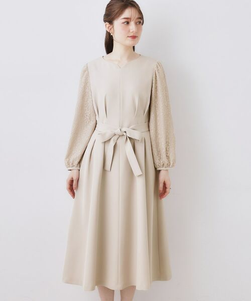 Couture Brooch / クチュールブローチ ロング・マキシ丈ワンピース | レース袖タックフレアワンピース | 詳細19