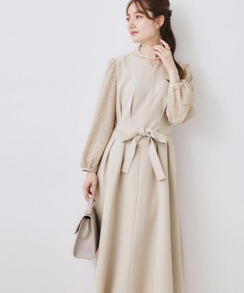 Couture Brooch / クチュールブローチ ロング・マキシ丈ワンピース | レース袖タックフレアワンピース | 詳細2