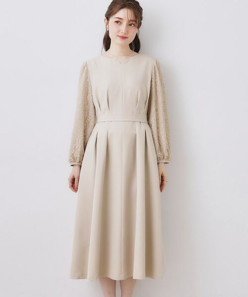 Couture Brooch / クチュールブローチ ロング・マキシ丈ワンピース | レース袖タックフレアワンピース | 詳細28