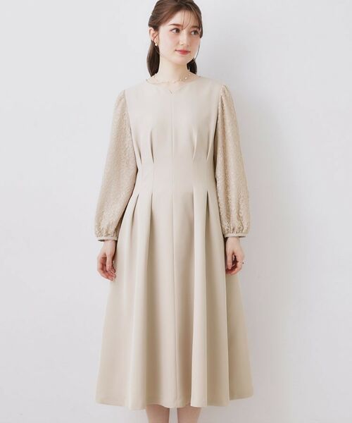 Couture Brooch / クチュールブローチ ロング・マキシ丈ワンピース | レース袖タックフレアワンピース | 詳細30