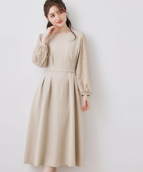 Couture Brooch / クチュールブローチ ロング・マキシ丈ワンピース | レース袖タックフレアワンピース | 詳細4