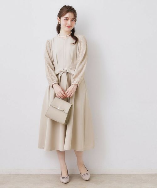 Couture Brooch / クチュールブローチ ロング・マキシ丈ワンピース | レース袖タックフレアワンピース | 詳細6