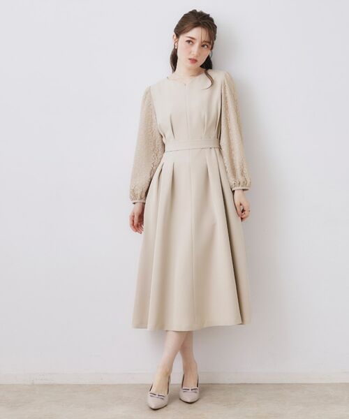 Couture Brooch / クチュールブローチ ロング・マキシ丈ワンピース | レース袖タックフレアワンピース | 詳細7