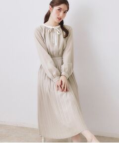 Couture Brooch / クチュールブローチ ロング・マキシ丈ワンピース | 配色シフォンプリーツワンピース