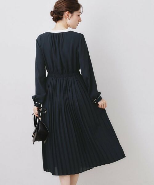 Couture Brooch / クチュールブローチ ロング・マキシ丈ワンピース | 配色シフォンプリーツワンピース | 詳細10