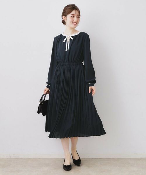 Couture Brooch / クチュールブローチ ロング・マキシ丈ワンピース | 配色シフォンプリーツワンピース | 詳細11