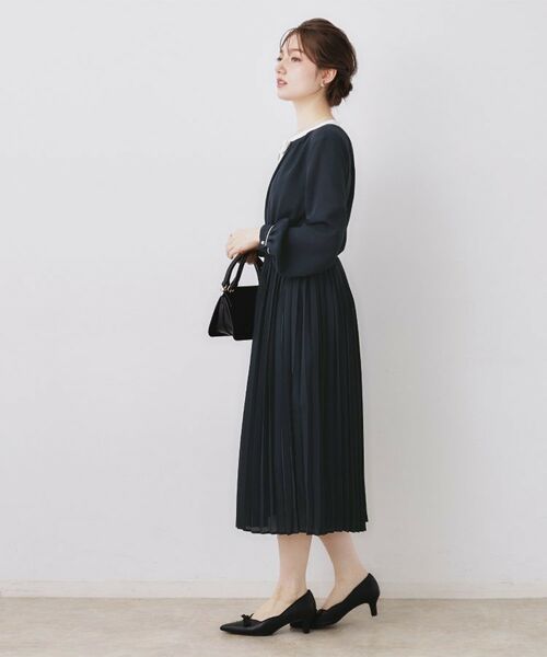 Couture Brooch / クチュールブローチ ロング・マキシ丈ワンピース | 配色シフォンプリーツワンピース | 詳細12