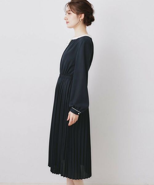 Couture Brooch / クチュールブローチ ロング・マキシ丈ワンピース | 配色シフォンプリーツワンピース | 詳細16