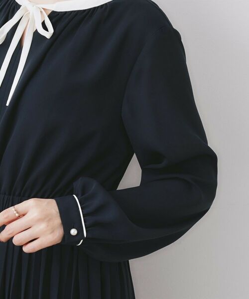 Couture Brooch / クチュールブローチ ロング・マキシ丈ワンピース | 配色シフォンプリーツワンピース | 詳細19